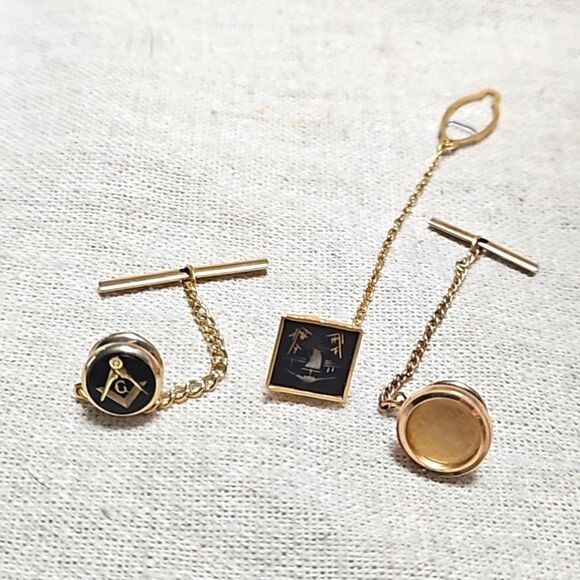 Vintage MCM Mens Tie Tack Bar Lot 5 Pins Signed Amita Swank Japan - Picture 8 of 13